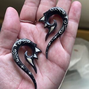 Black and White Spiral Earrings Plugs Gauges